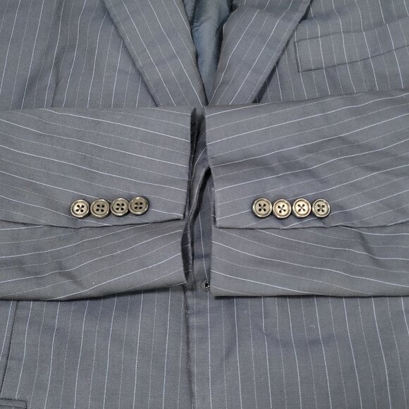 VTG Hickey Freeman Navy Pinstripe Worsted Wool 2 Button Blazer USA Made Size 44R - Picture 11 of 16